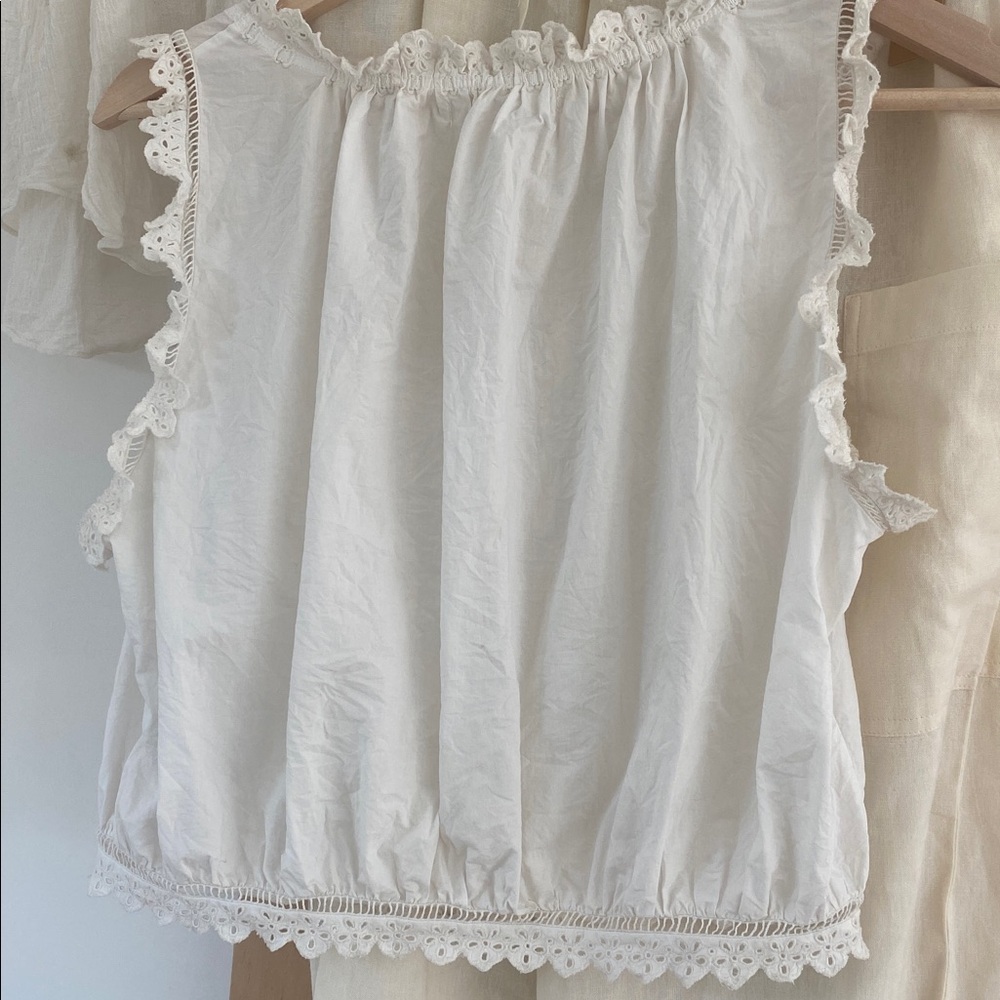 Doen White Eyelet Lace Crop Blouse - Picture 11 of 11